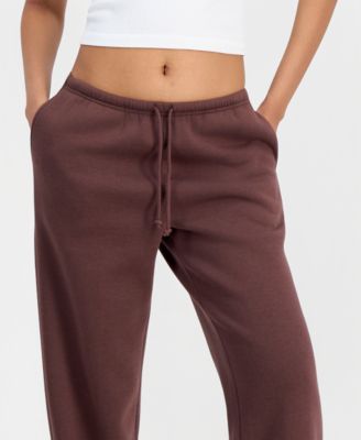 Juniors' High-Rise Straight-Leg Fleece Pants 