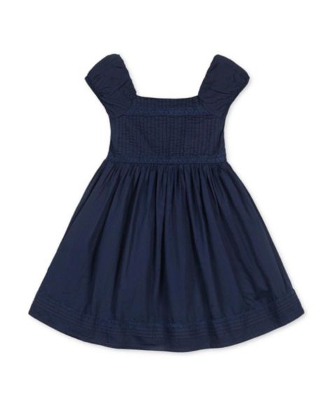 Платье Hope & Henry Organic Puff Sleeve Pintuck Sateen Party для девочек-малышей, цвет: Тёмно-синий
