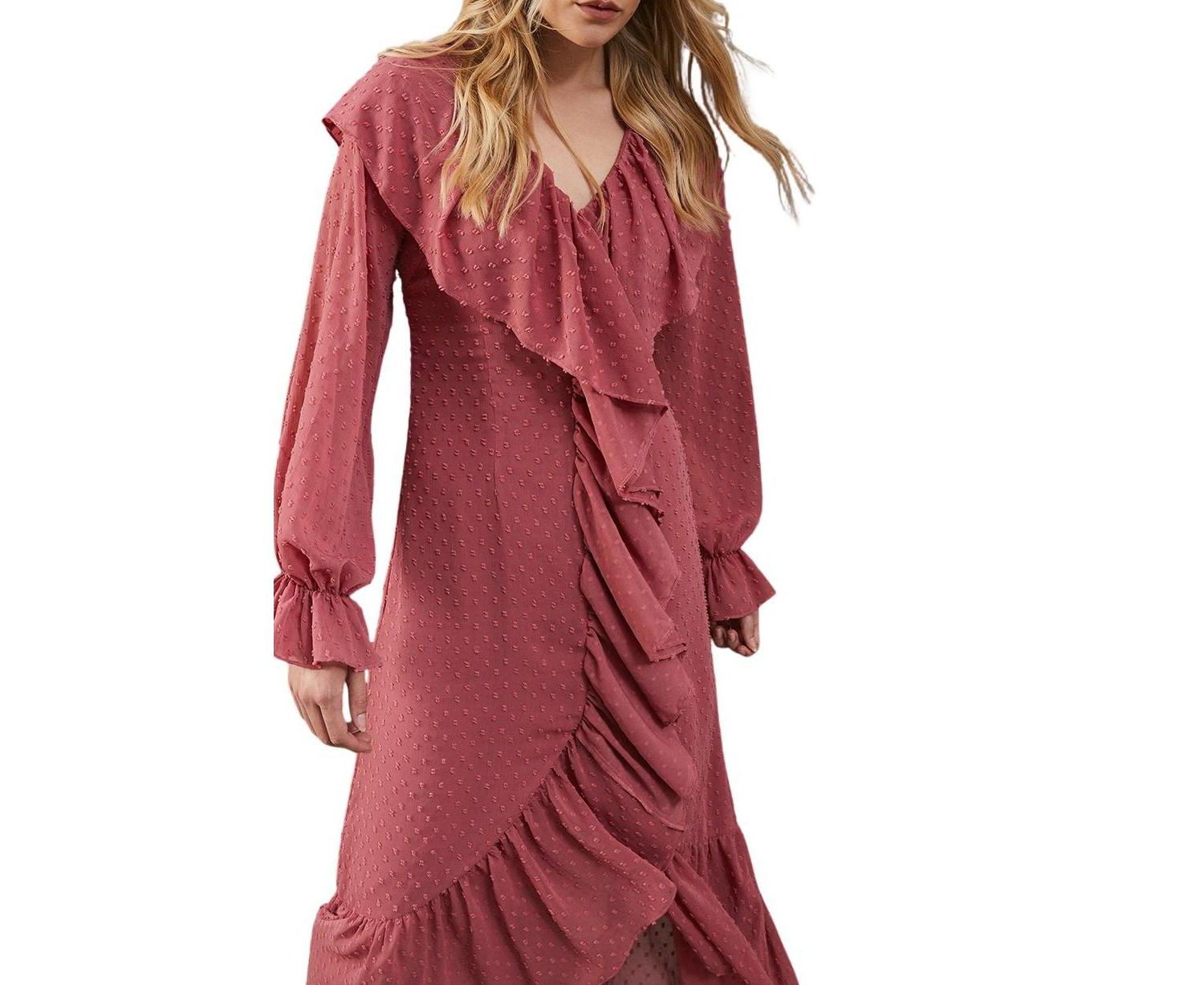 Women's Dobby Chiffon Midi Dress