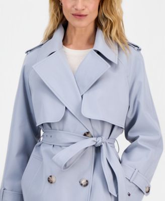 Petite Double-Breasted Belted Trench Coat