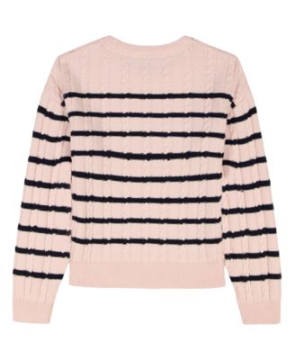 Girls 7-16 Breton Stripe Long-Sleeve Cable Sweater