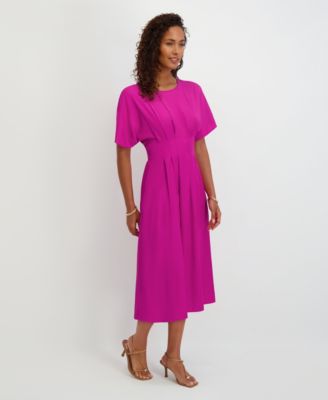 Women's Dolman-Sleeve Cinched-Waist Midi Dress