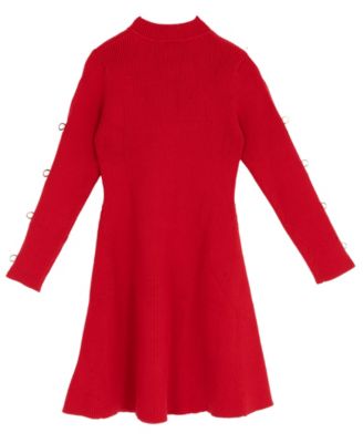 Girls' 7-16 Bow Detail Long-Sleeve Dress
