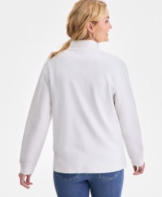 Women's Textured Mock-Neck Quarter-Zip Sweatshirt