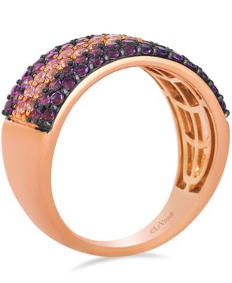 Amethyst (0.53 ct. t.w.) and Pink Sapphire (0.87 ct. t.w.) Ombre Ring in 14k Strawberry Gold
