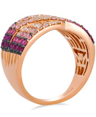 White Sapphires (0.40 ct. t.w.) and Pink Sapphire (1.27 ct. t.w.) Ombre Ring in 14k Strawberry Gold