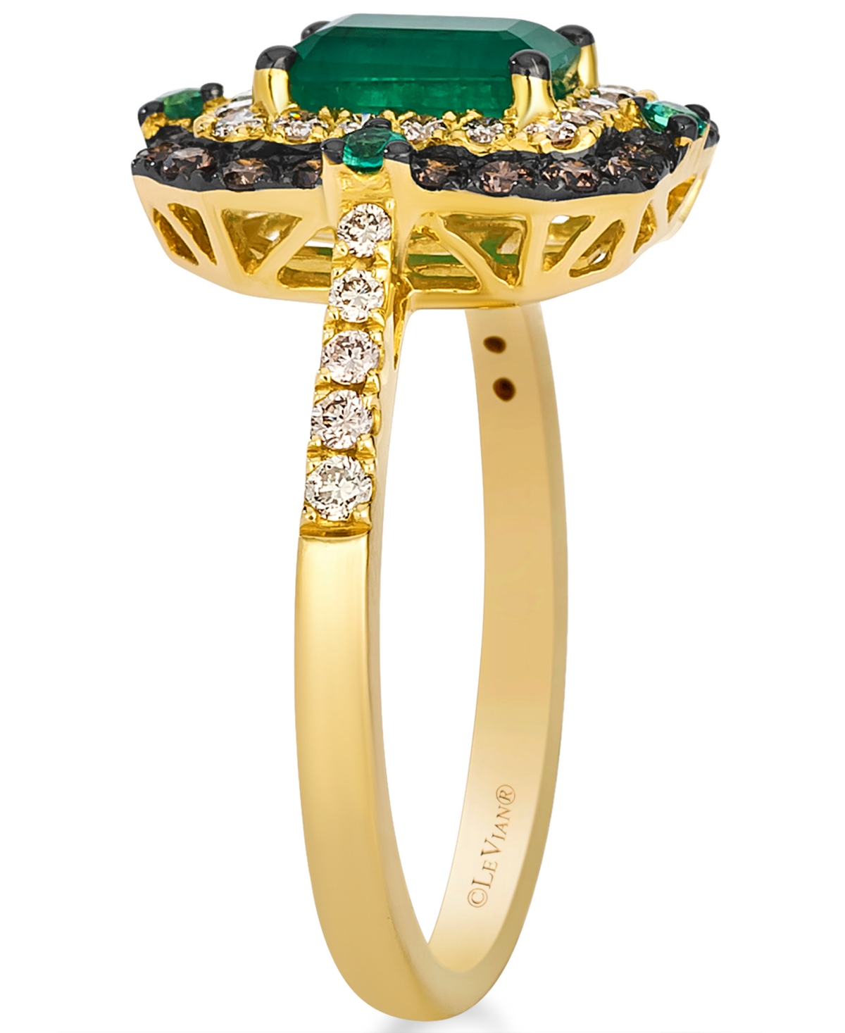 Le Vian Emerald (0.77 ct. t.w.), Chocolate Diamond (0.28 ct. t.w.), and Nude Diamond (0.31 ct. t.w.) Ring in 14K Honey Gold