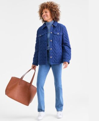 Women's Cotton Quilted Shacket, Macy's Exclusive