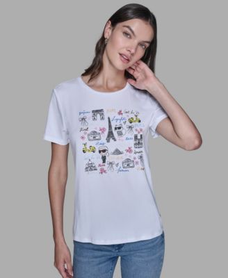 KARL LAGERFELD PARIS - Women's Mixed Motif Printed T-Shirt