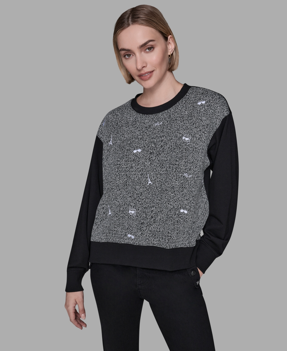Karl Lagerfeld Paris Women's Motif Crewneck Sweatshirt