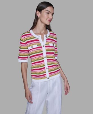KARL LAGERFELD PARIS - Women's Stripe Knitted Crewneck Top