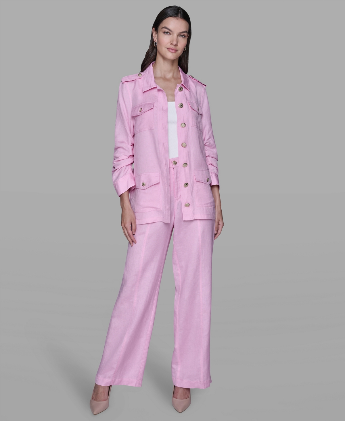 Karl Lagerfeld Women's Belted Jacket In Pink