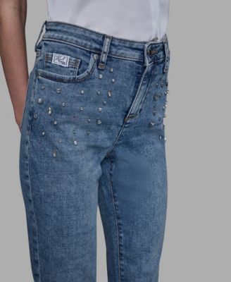 Women's Embellished Mid Rise Ankle Jeans