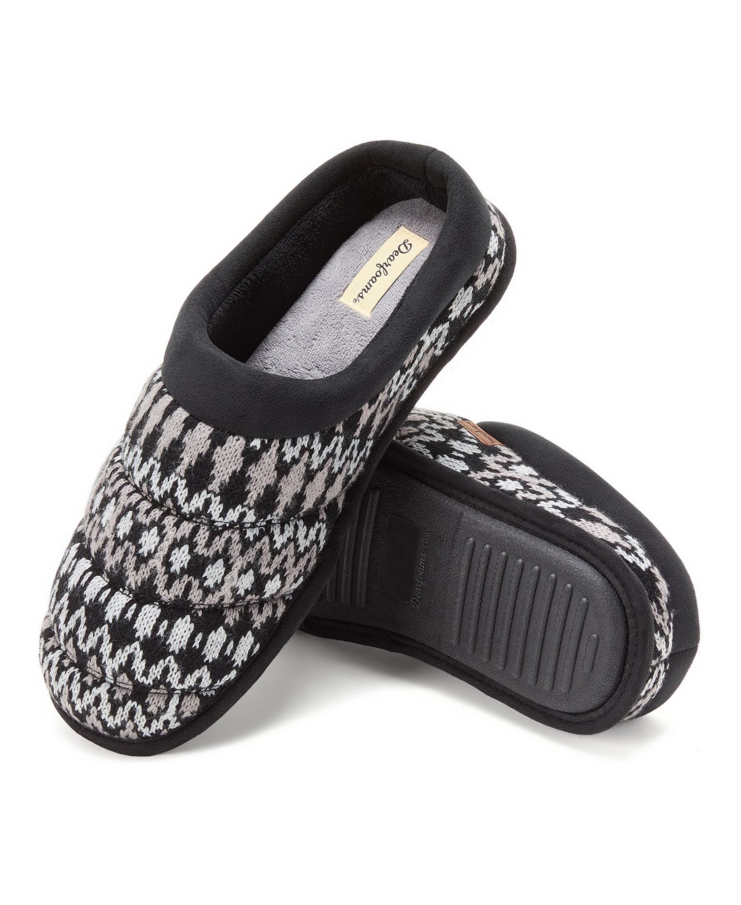 Мужские сабо Dearfoams Asher Marled Knit Clog House Slipper, цвет: Чёрный комбинированный — фото 3