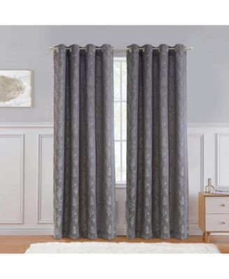 Botanical Inspired Jacquard Pattern Light Filtering Grommet Curtain Panel 52" x 63" Multicolor