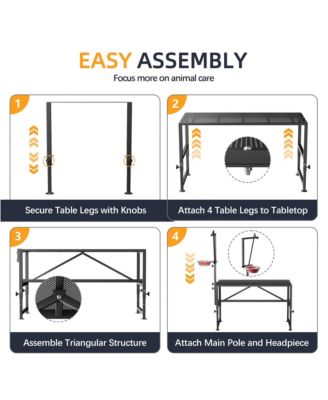 600 lbs Capacity Adjustable Goat Trimming Stand with Headpiece and Feed Bin – Foldable Grooming and Milking Platform