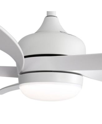 52-inch Minimalist White 5-Blade Flush Mount with Remote Control and Led Light