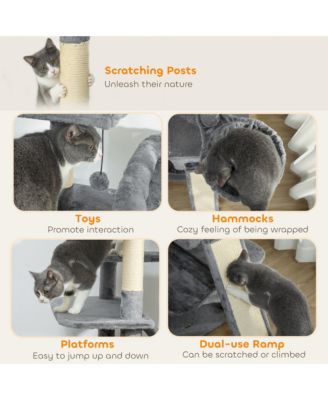 69" Cat Tower with 2 Condos, Large Cat Tree for Multiple Cats