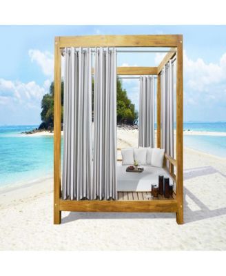 Commonwealth Seascapes Stripes Light Filtering Satiny Look Provide Privacy Grommet Outdoor Panel Pair, Alloy Grey