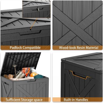 30 gal Patio Waterproof Resin Deck Box Lockable Outdoor Storage Garden Tools