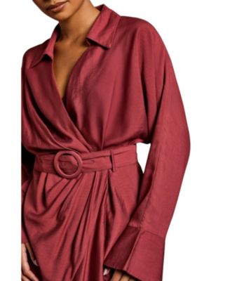 Women's Long Sleeve Wrap Dress With Belt