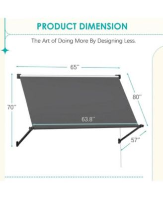 Retractable Awning, 65"x80" Manual Outdoor Awnings for Door Entrance, Sun Shade Canopy