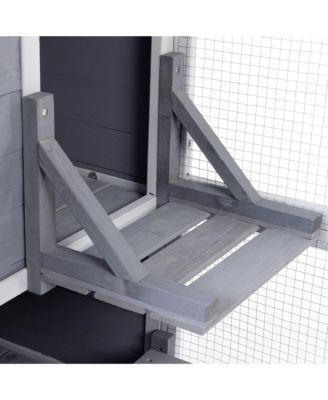 Large Wooden Cat Enclosure with Waterproof Roof and Platforms, Gray