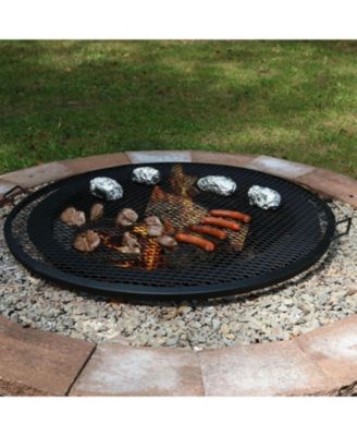 Outdoor Camping or Backyard Heavy-Duty Steel Round X-Marks Fire Pit Cooking Grilling Grate
