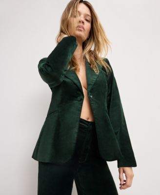 Women's Long Sleeve Velvet Sculpted Blazer, Regular and Plus Size