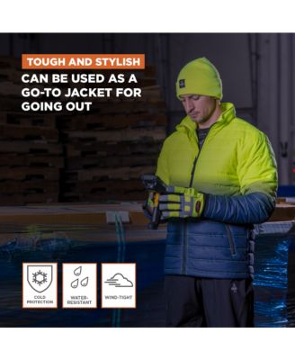 Men's Enhanced Visibility Quilted Jacket - High-Visibility, Insulated, Lightweight Work Coat for Cold Weather