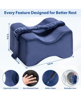Memory Foam Knee Pillow for Side Sleepers Ergonomic Leg, Hip & Spine Support Cushion with Washable Cover