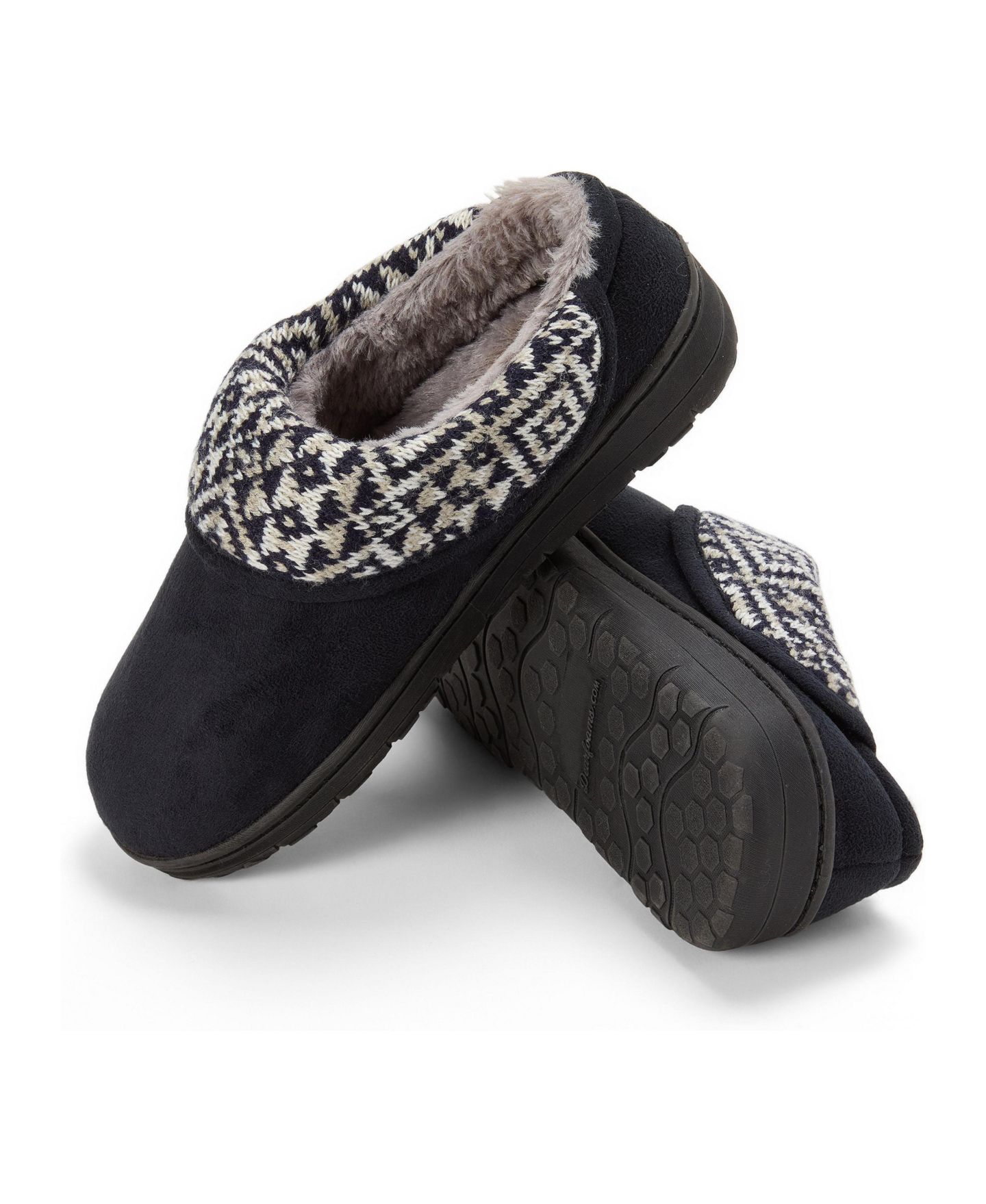 Женские сабо Dearfoams Elsie Foldover Cuff Microsuede Clog Slipper, цвет: Чёрный — фото 3