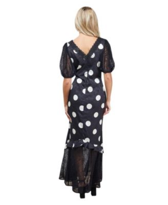 Women's Frill Detail Puff Sleeve Midi Dress