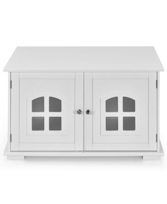 Large Wooden Cat Litter Box Enclosure Hidden Cat Washroom w/ Divider