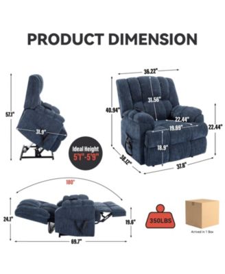 Dual Motor Heat Massage Infinite Position Up to 350 LBS Electric Power Lift Recliners with Power-Remote, Medium-firm and Heavy Duty, Red