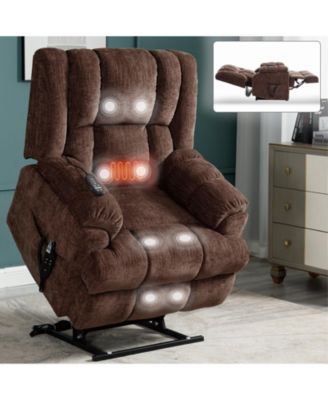 Dual Motor Heat Massage Infinite Position Up to 350 LBS Electric Power Lift Recliners with Power-Remote, Medium-firm and Heavy Duty, Red