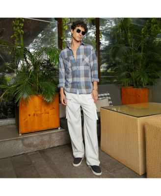 Men's Icy Blue & Ash Grey Checkered Utility Shacket