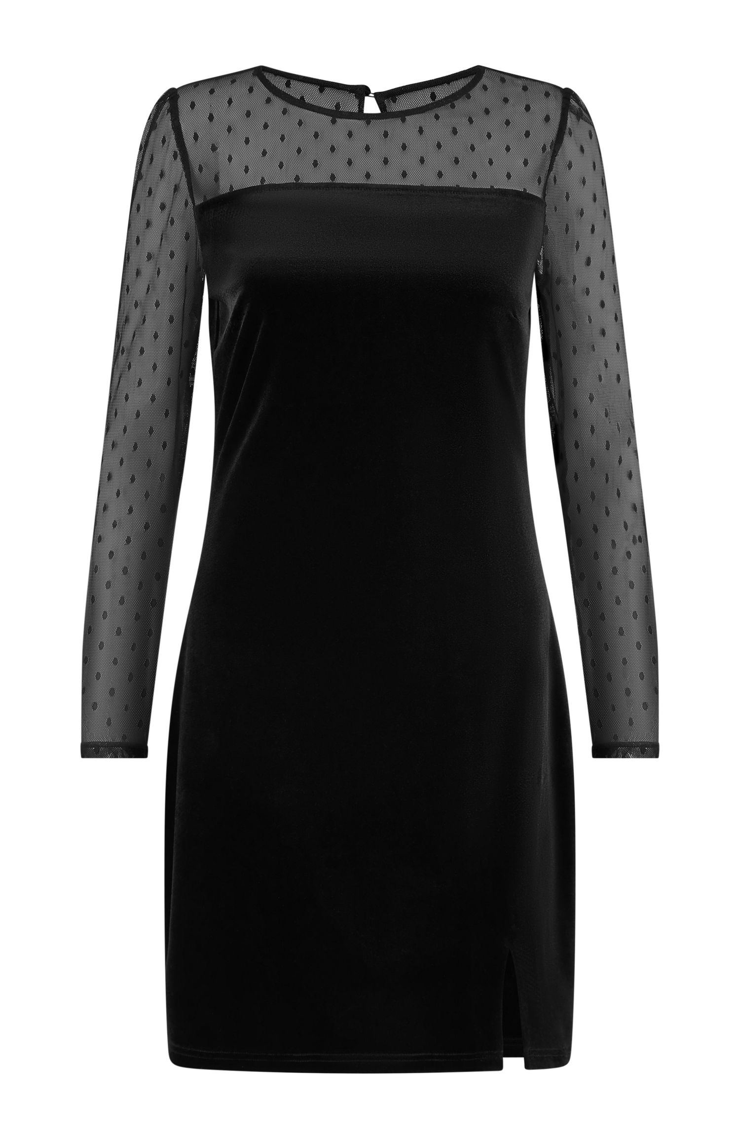 Women's Velvet Sheer Sleeved Mini Dress