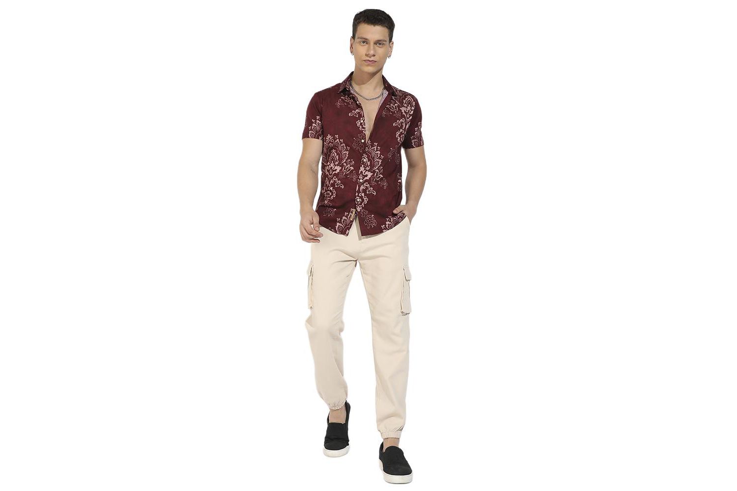 Men's Brown Ethnic Motif Shirt