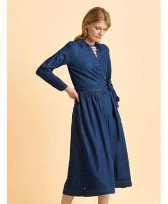 Women's Fern Long Sleeve V-Neck Shirt Midi Dress