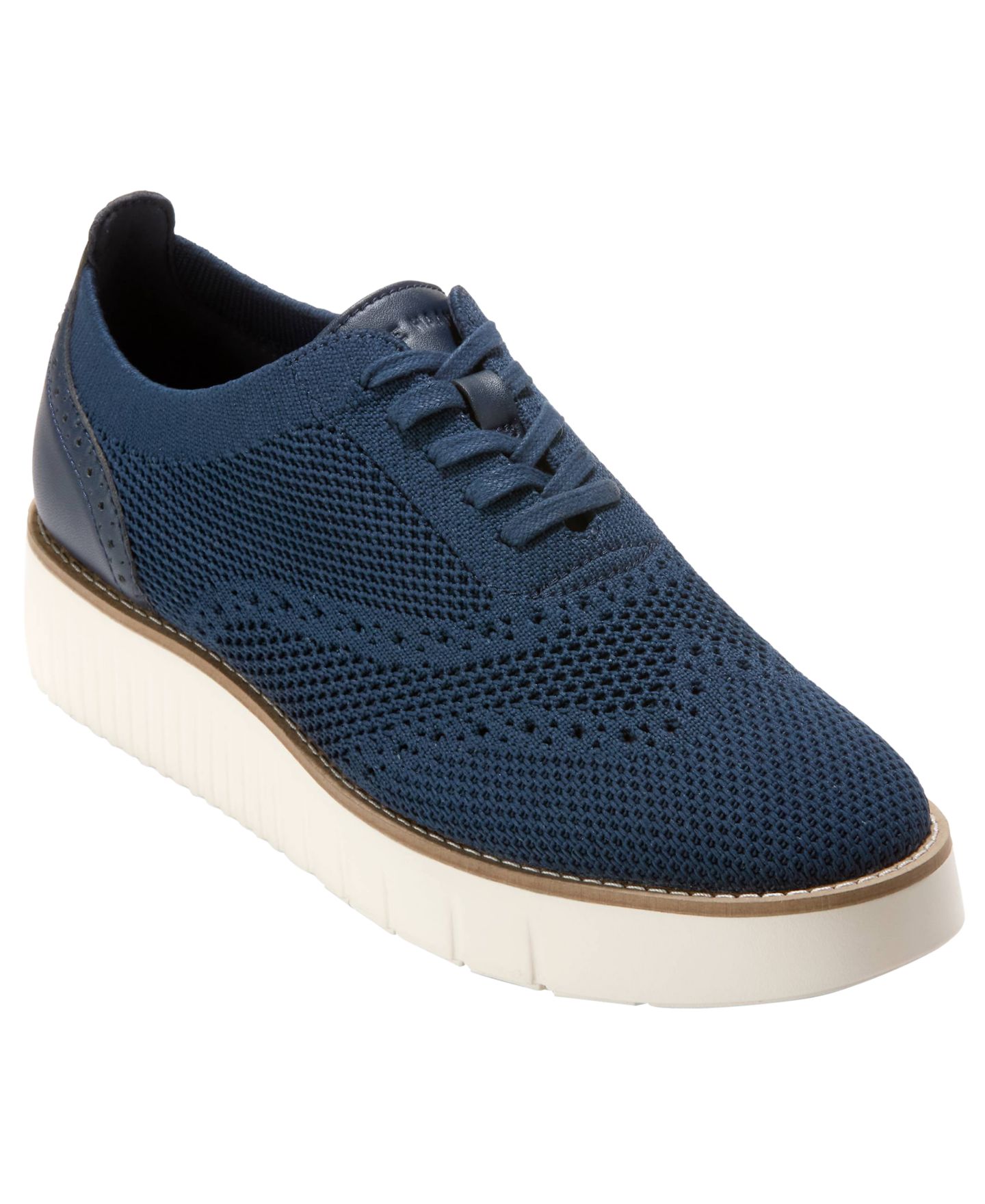 Женские оксфорды Cole Haan Grand City на платформе Stich Lite, цвет: Тёмно-синий вязаный — фото 1