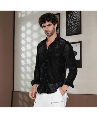 Men's Onyx Black Solid Velvet Shirt