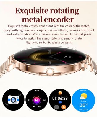 Ultra-thin 1.43" AMOLED Smart Watch With Bluetooth Calling, Health Monitoring,Female Physiological Cycle for Women - Gold
