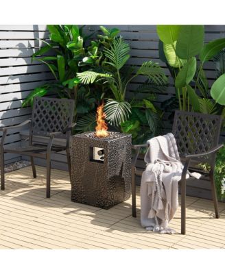 16 Feet Square Outdoor Propane Fire Pit with Lava Rocks Waterproof Cover 30,000 BTU