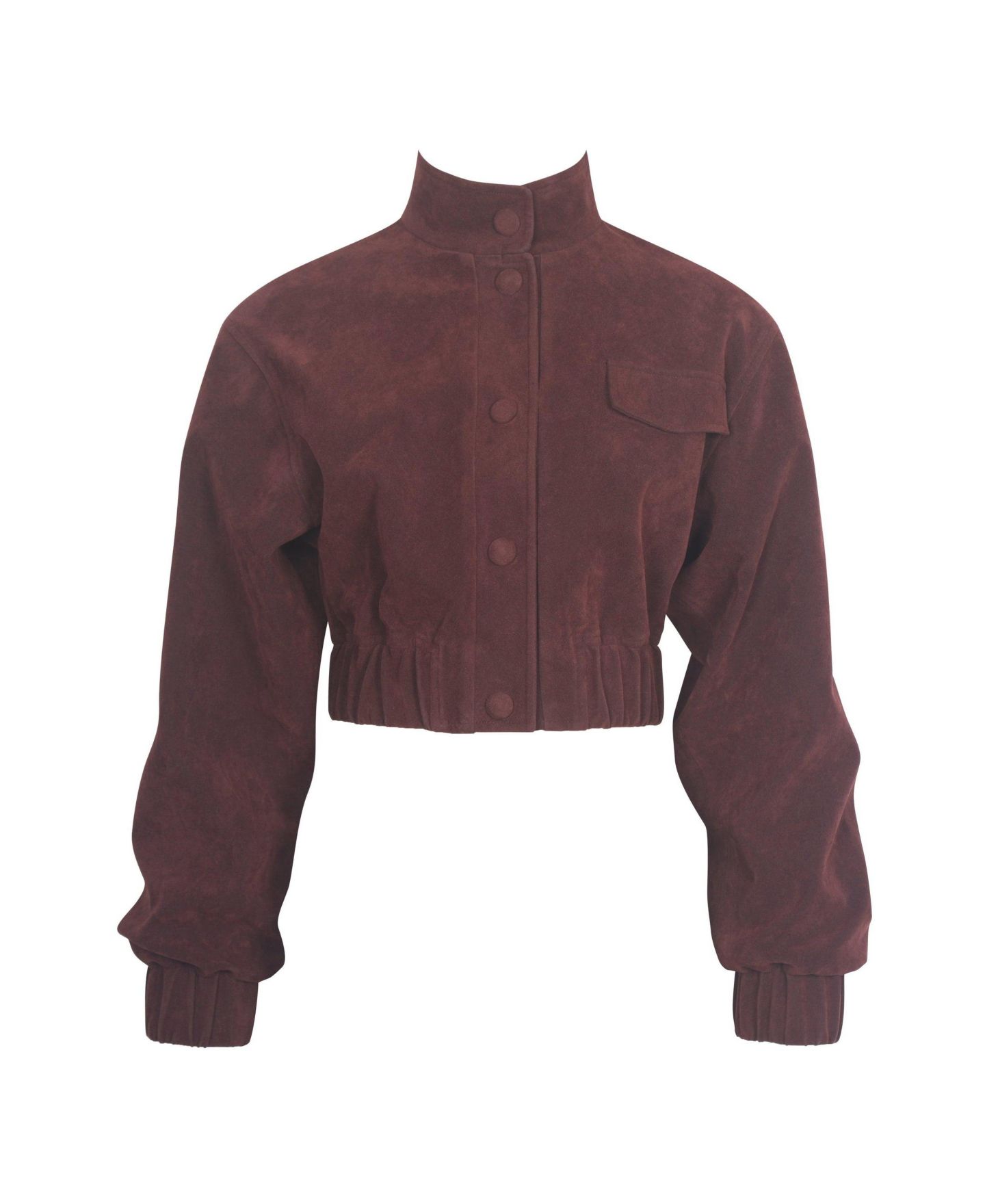 Женская куртка Miss Circle Women Farryn Mahogany Faux Suede Cropped Bomber, цвет: Красное дерево — фото 8