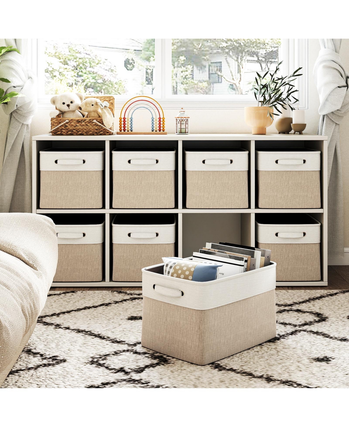 4-Pack Storage Bins, Foldable Storage Baskets with Handles, Sturdy Organizer Bins