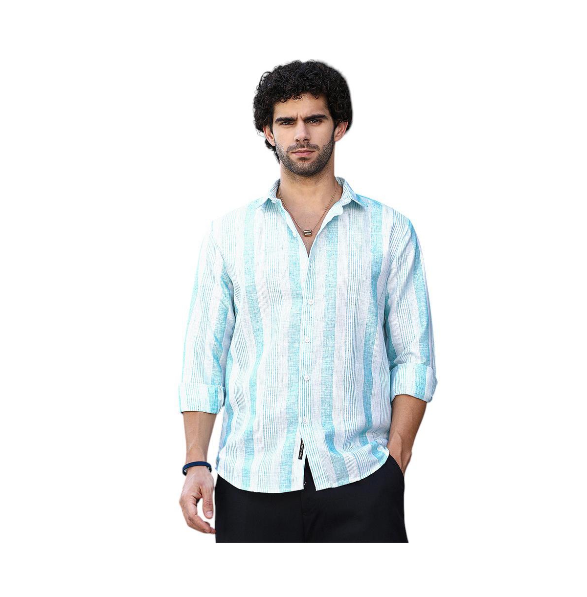 Campus Sutra Men's Sky Blue Pincandy-Striped Regular Shirt