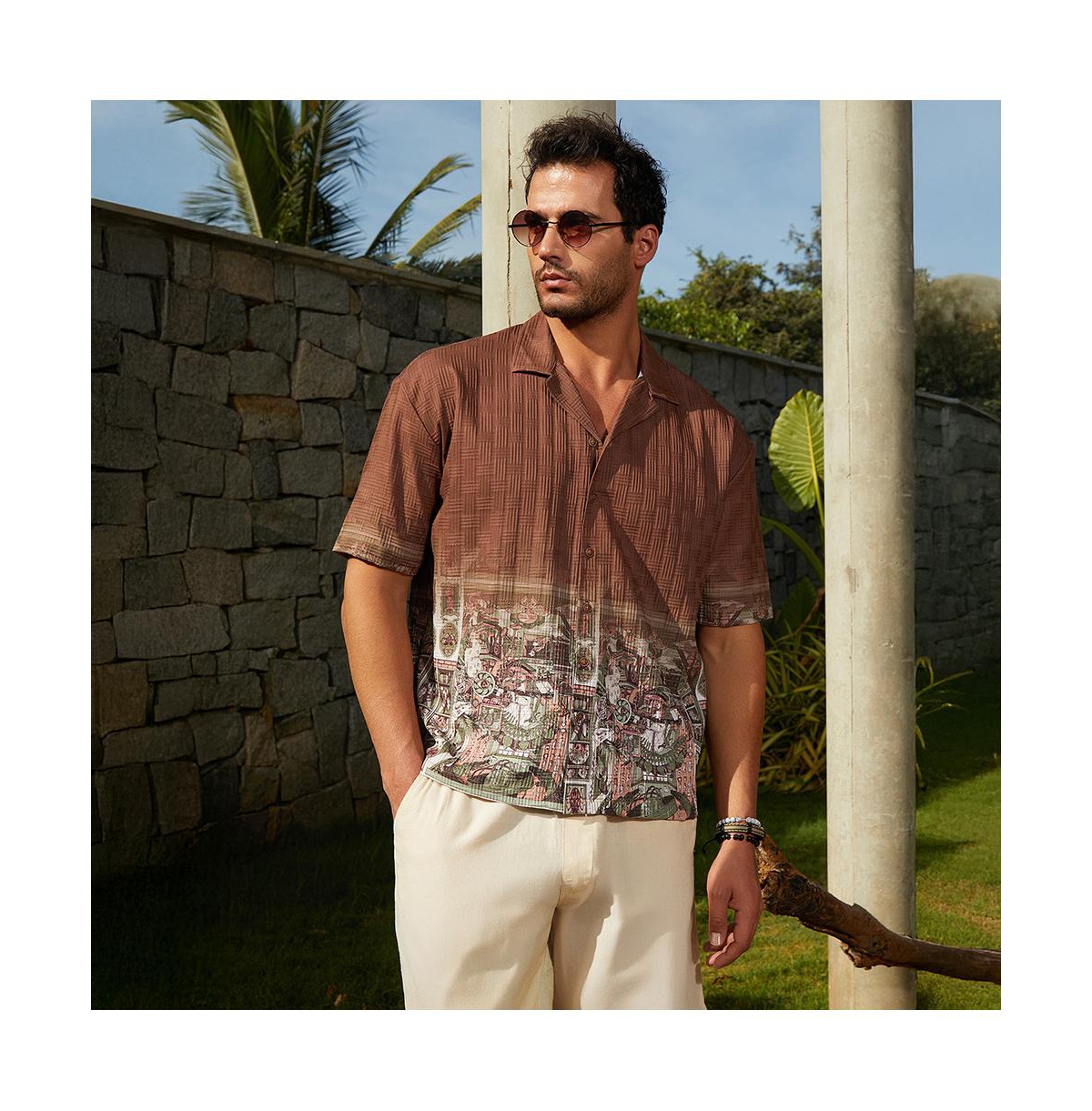Campus Sutra Men's Ash Brown Indie-Ombre Oversized Shirt