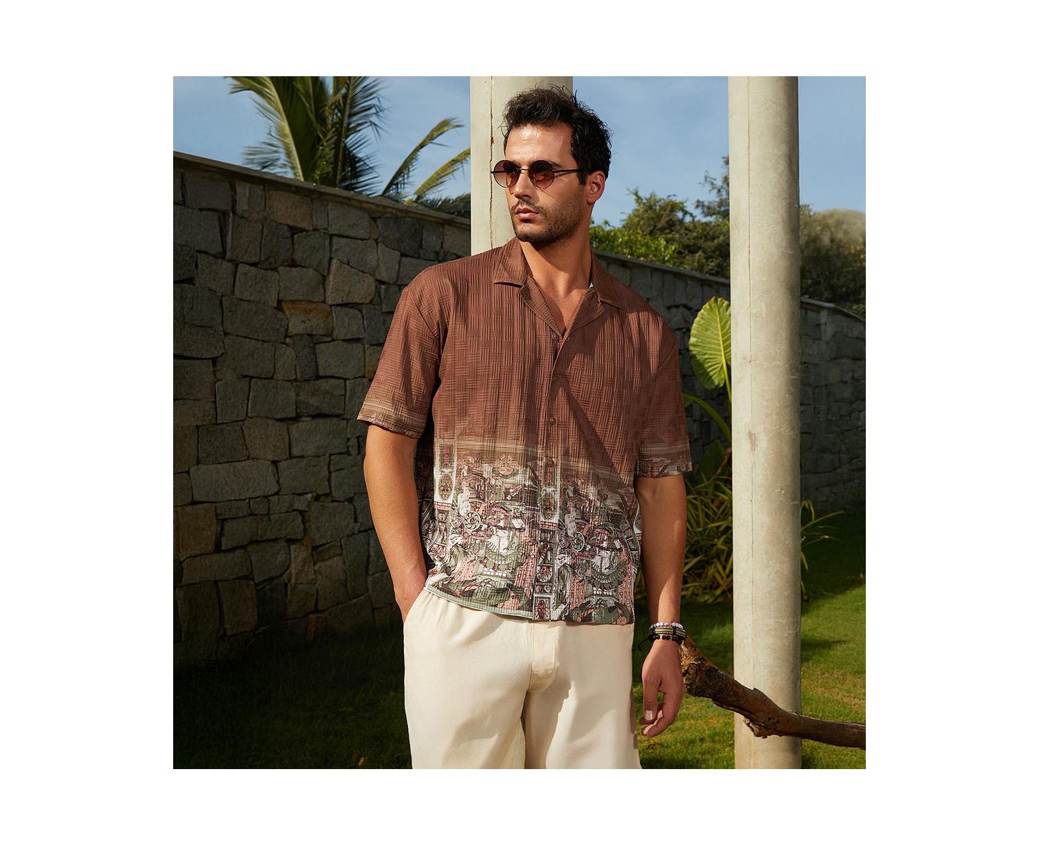 Men's Ash Brown Indie-Ombre Oversized Shirt
