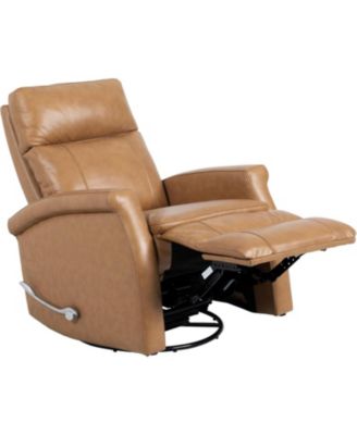 2 Pc. Russet Leather Pillow Top 360° Swivel Glider Recliner Set
